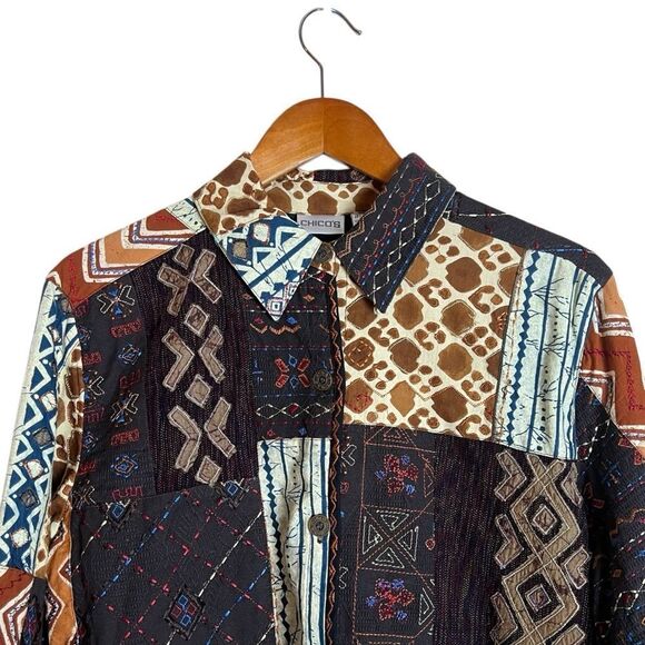Chico’s multi pattern button down shacket - Picture 3 of 7